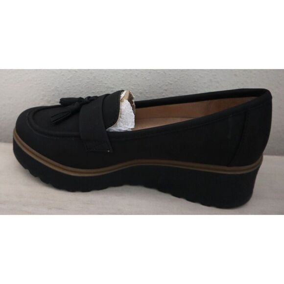 Soul x Naturalizer Women Sz 6M Black Nubuck Leather Josie Platform Loafers - Picture 7 of 11